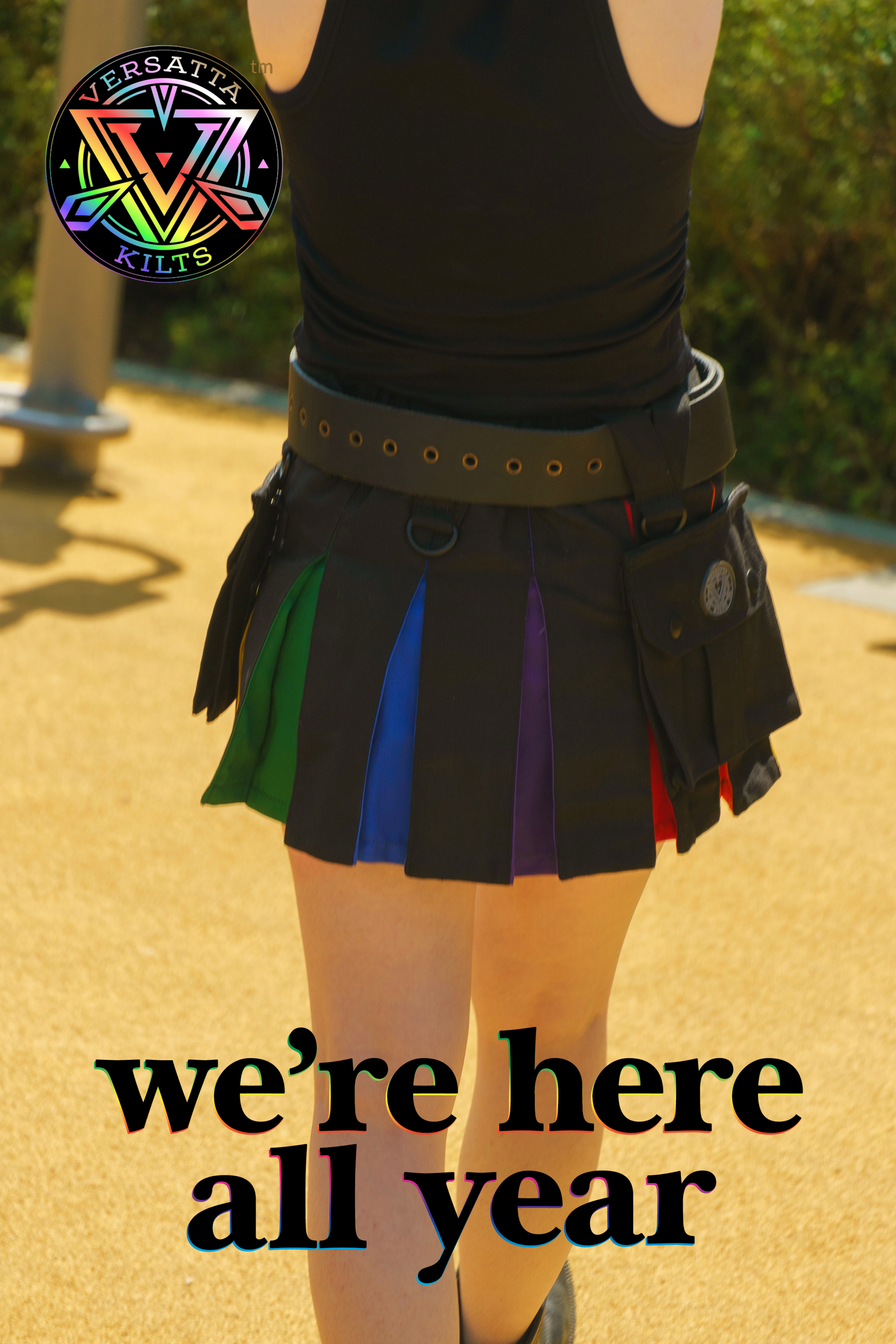 Versatta Micro Rainbow Pride Hybrid Cargo Kilt - 12"