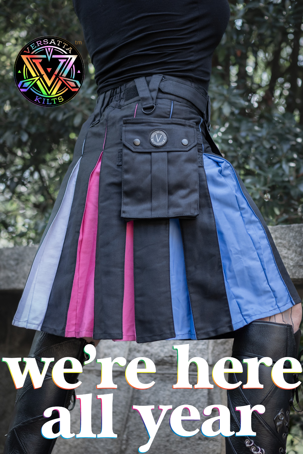 Versatta Trans Pride Hybrid Cargo Kilt - 23"