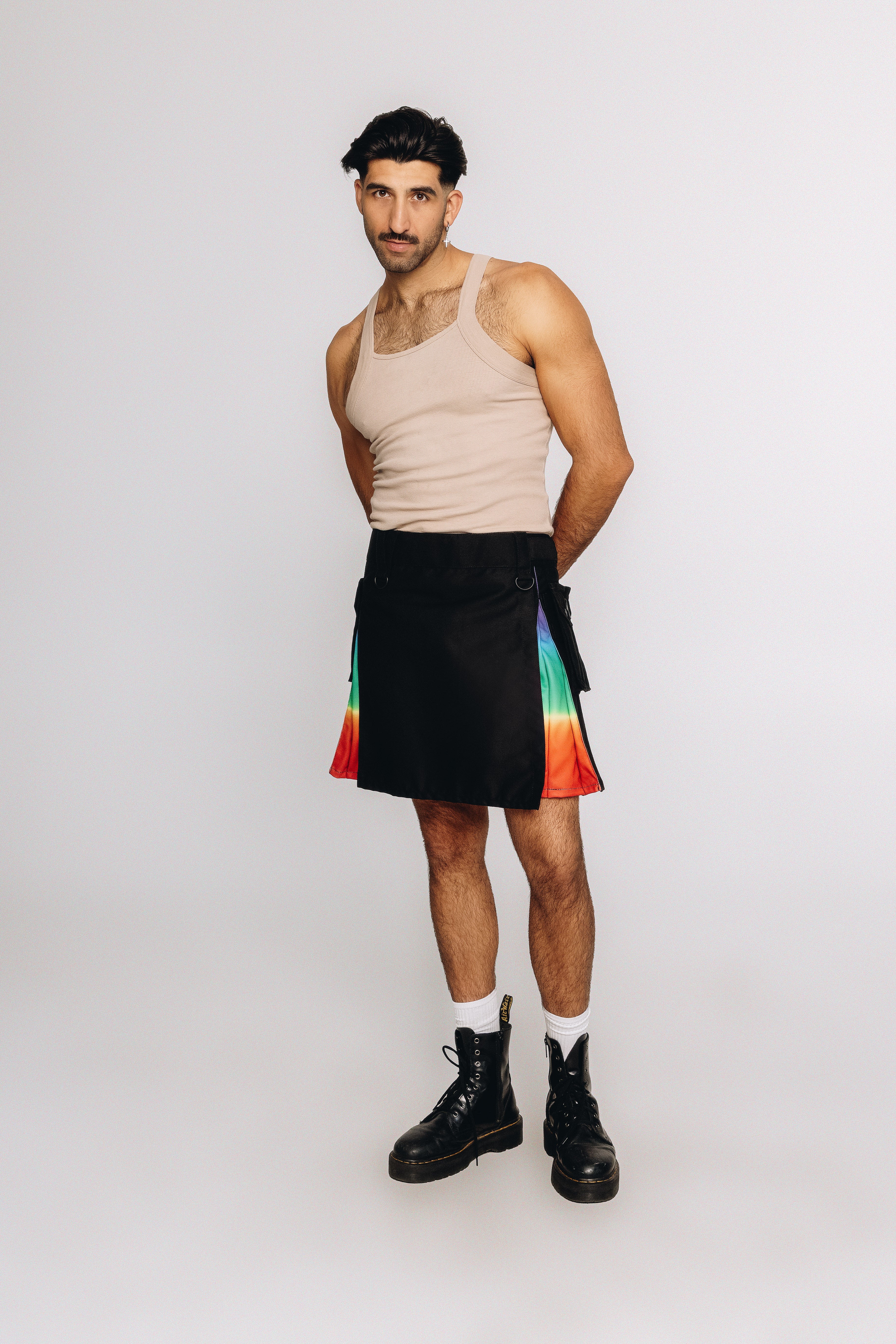 Versatta Knee-Length Rainbow Sunset Pride Hybrid Cargo Kilt - 19"