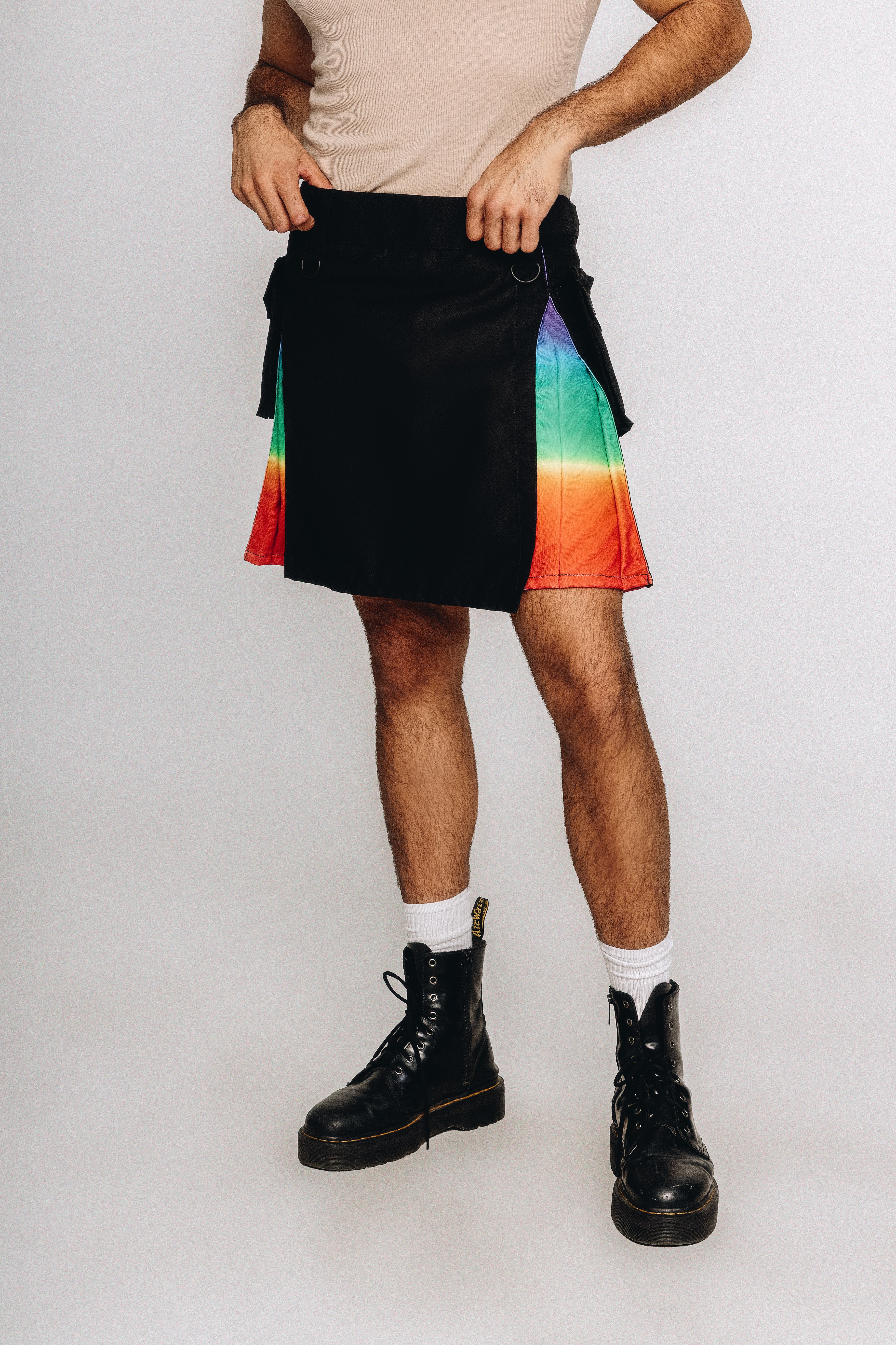 Versatta Knee-Length Rainbow Sunset Pride Hybrid Cargo Kilt - 19"