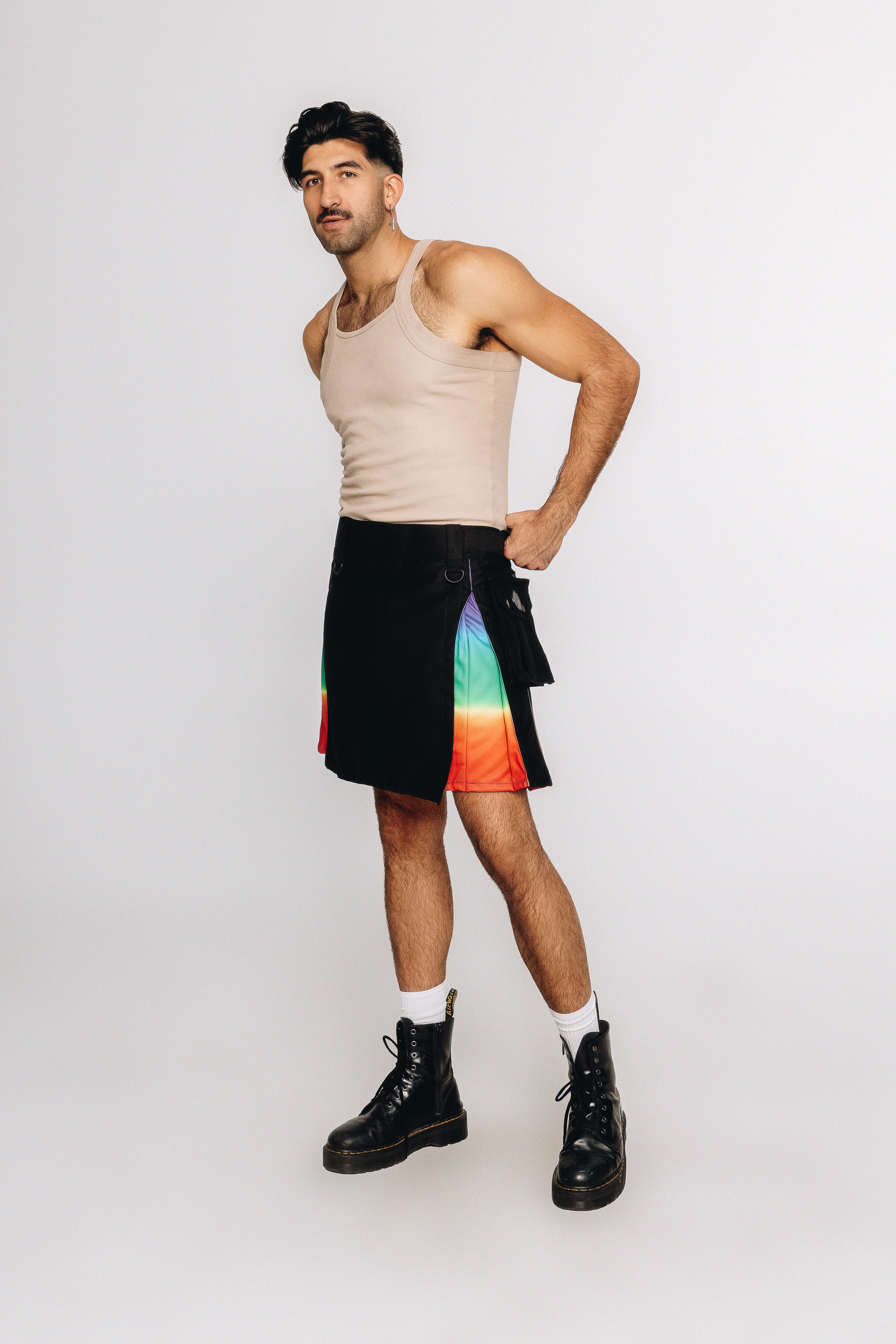 Versatta Knee-Length Rainbow Sunset Pride Hybrid Cargo Kilt - 19"