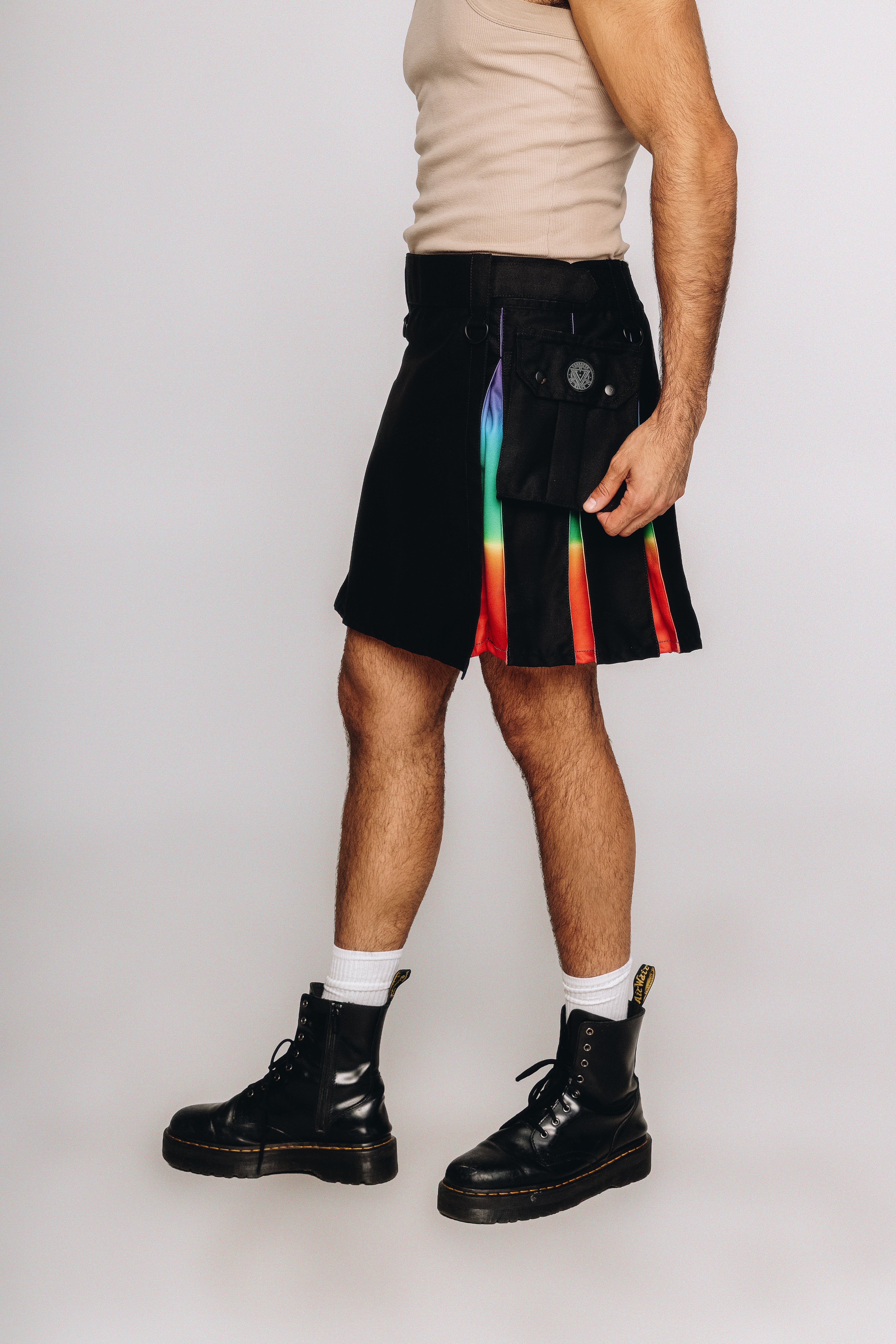 Versatta Knee-Length Rainbow Sunset Pride Hybrid Cargo Kilt - 19"