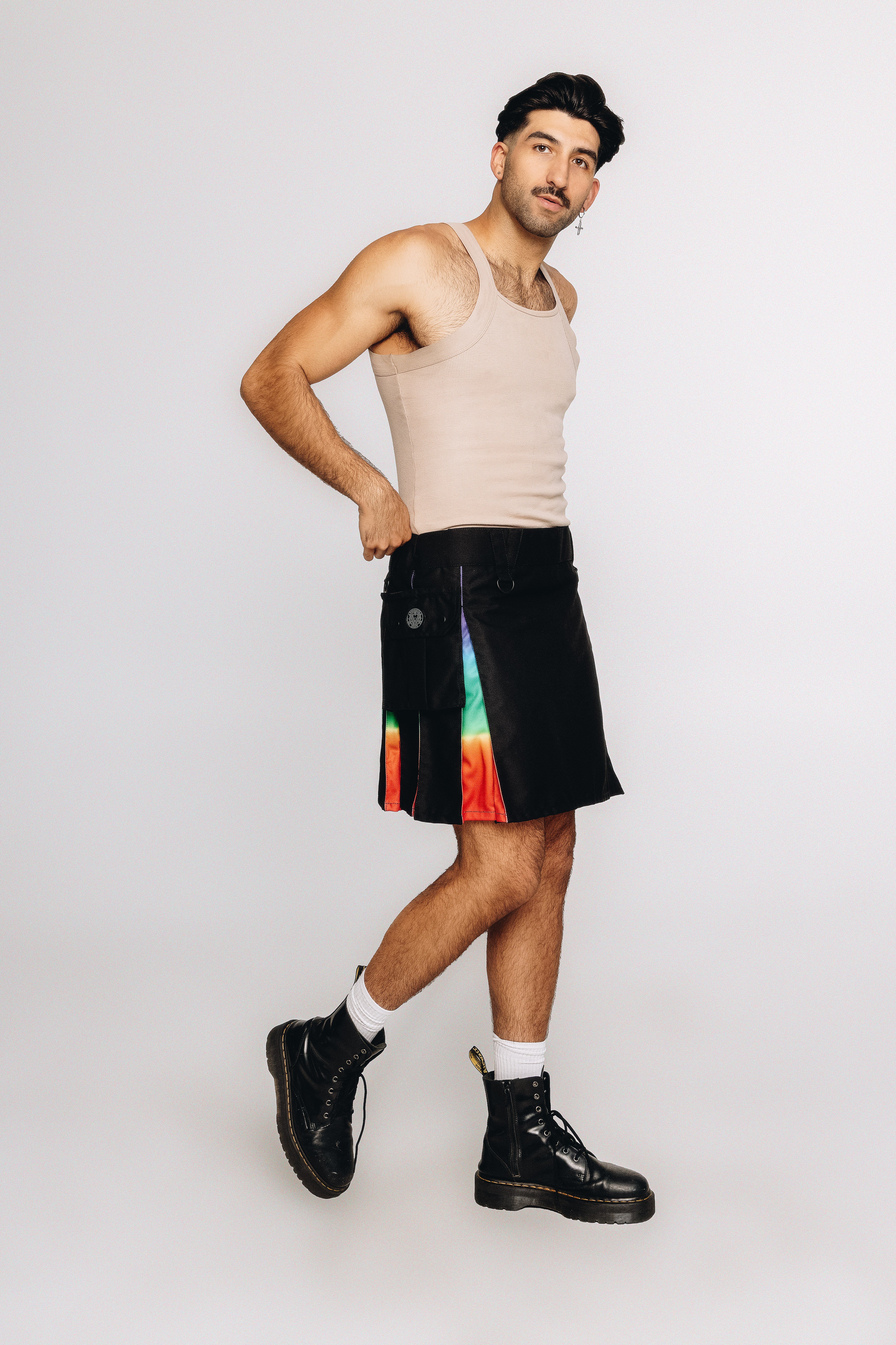Versatta Knee-Length Rainbow Sunset Pride Hybrid Cargo Kilt - 19"