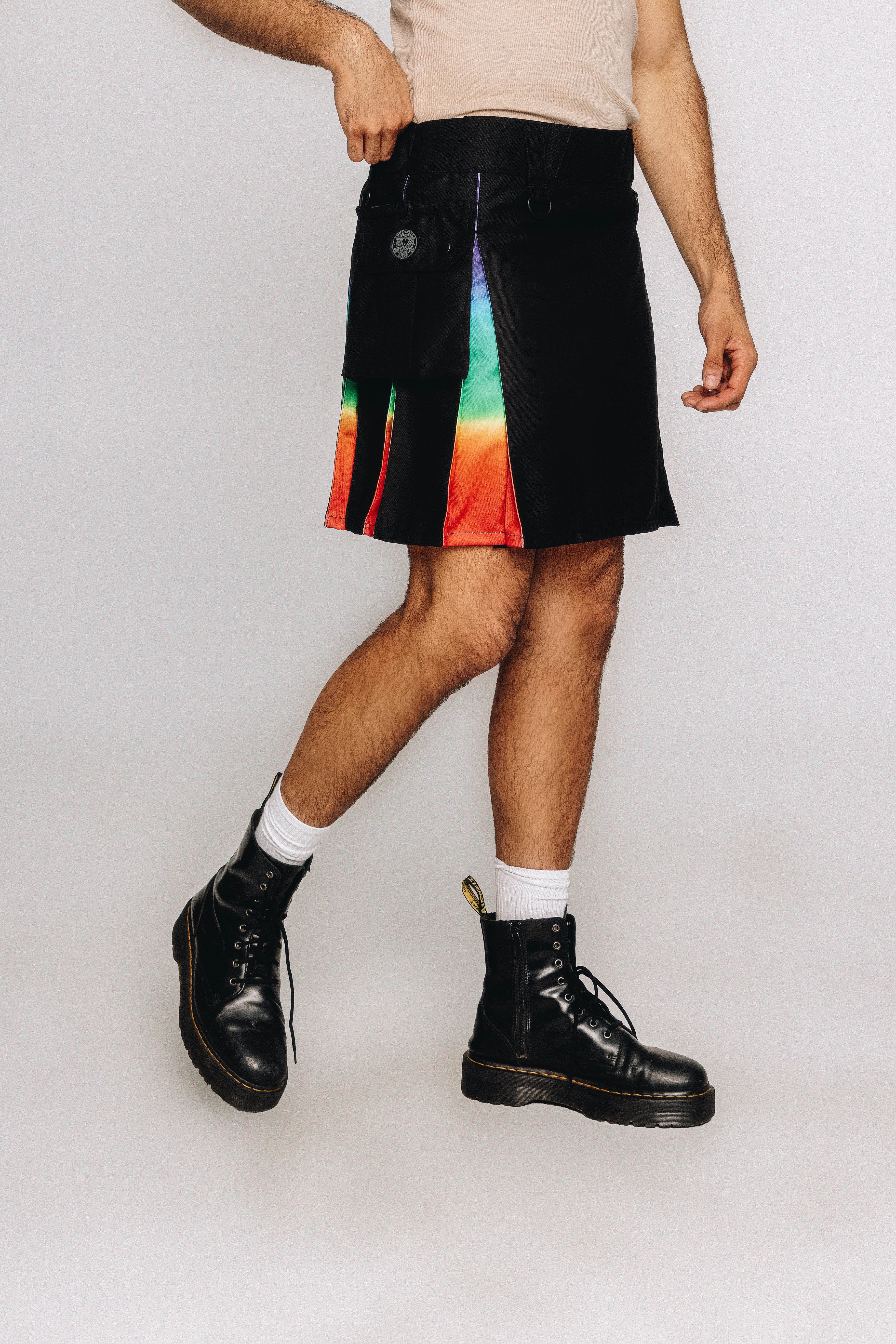 Versatta Knee-Length Rainbow Sunset Pride Hybrid Cargo Kilt - 19"