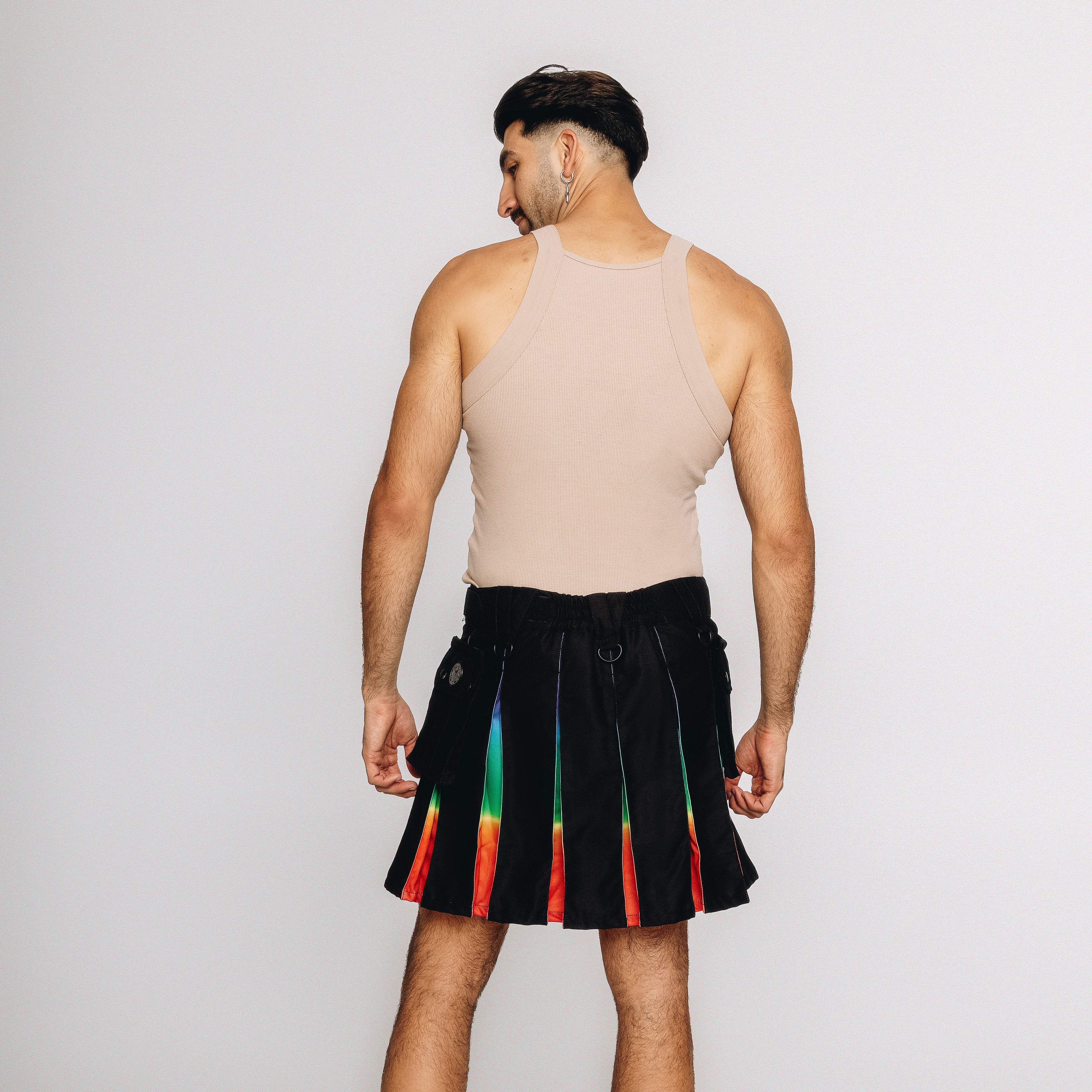 Versatta Knee-Length Rainbow Sunset Pride Hybrid Cargo Kilt - 19"