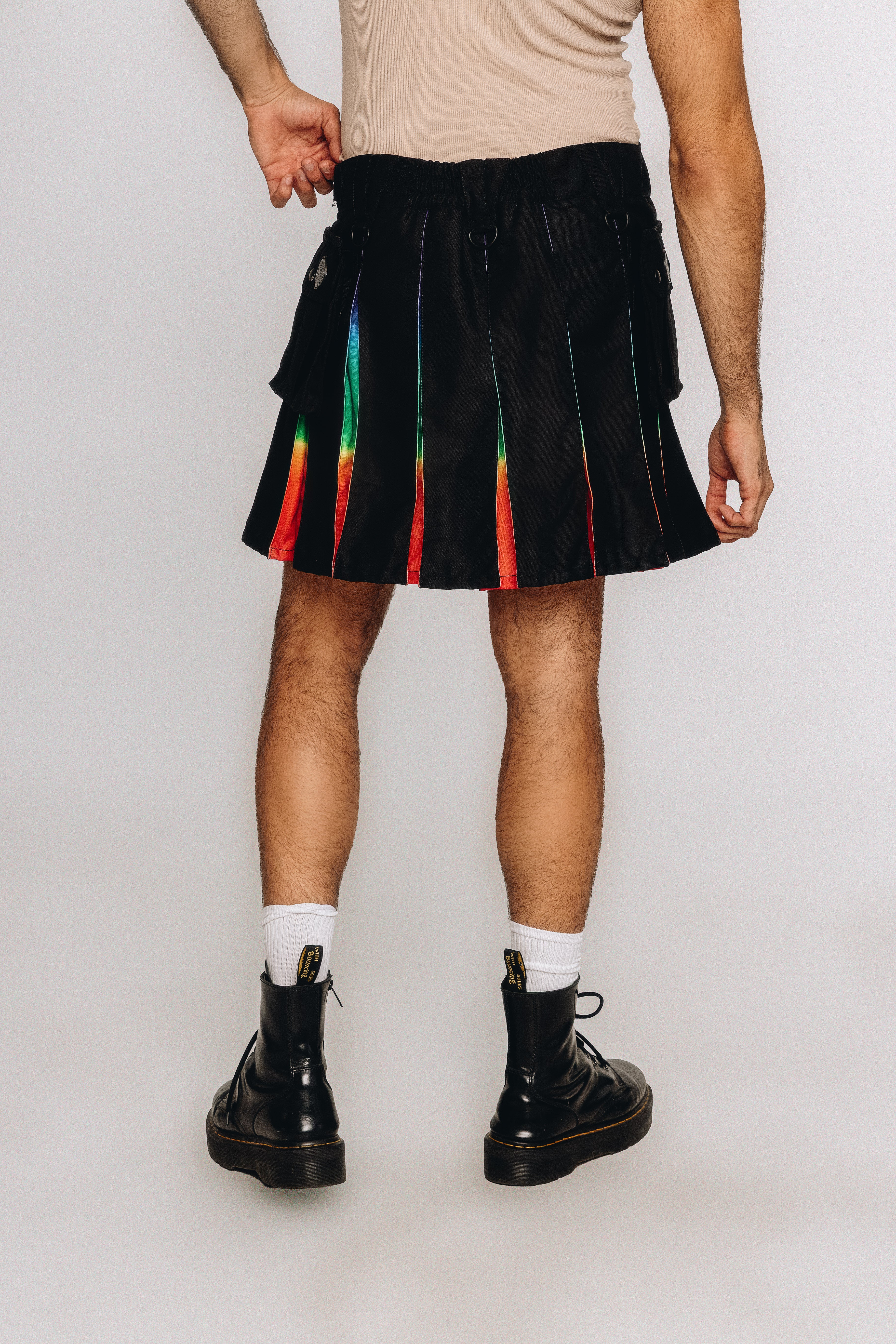 Versatta Knee-Length Rainbow Sunset Pride Hybrid Cargo Kilt - 19"