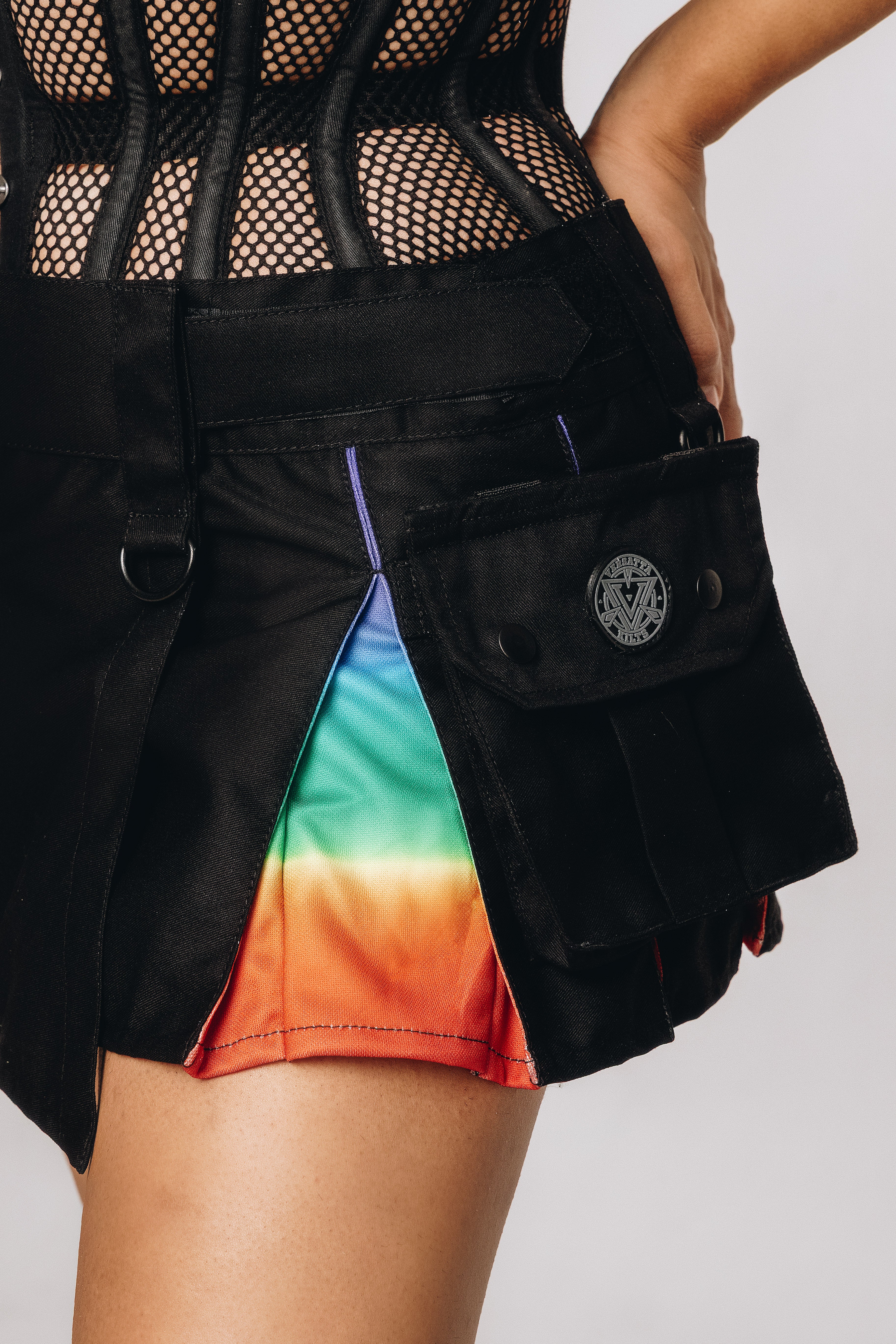 Versatta Micro Rainbow Sunset Pride Hybrid Cargo Kilt - 12"