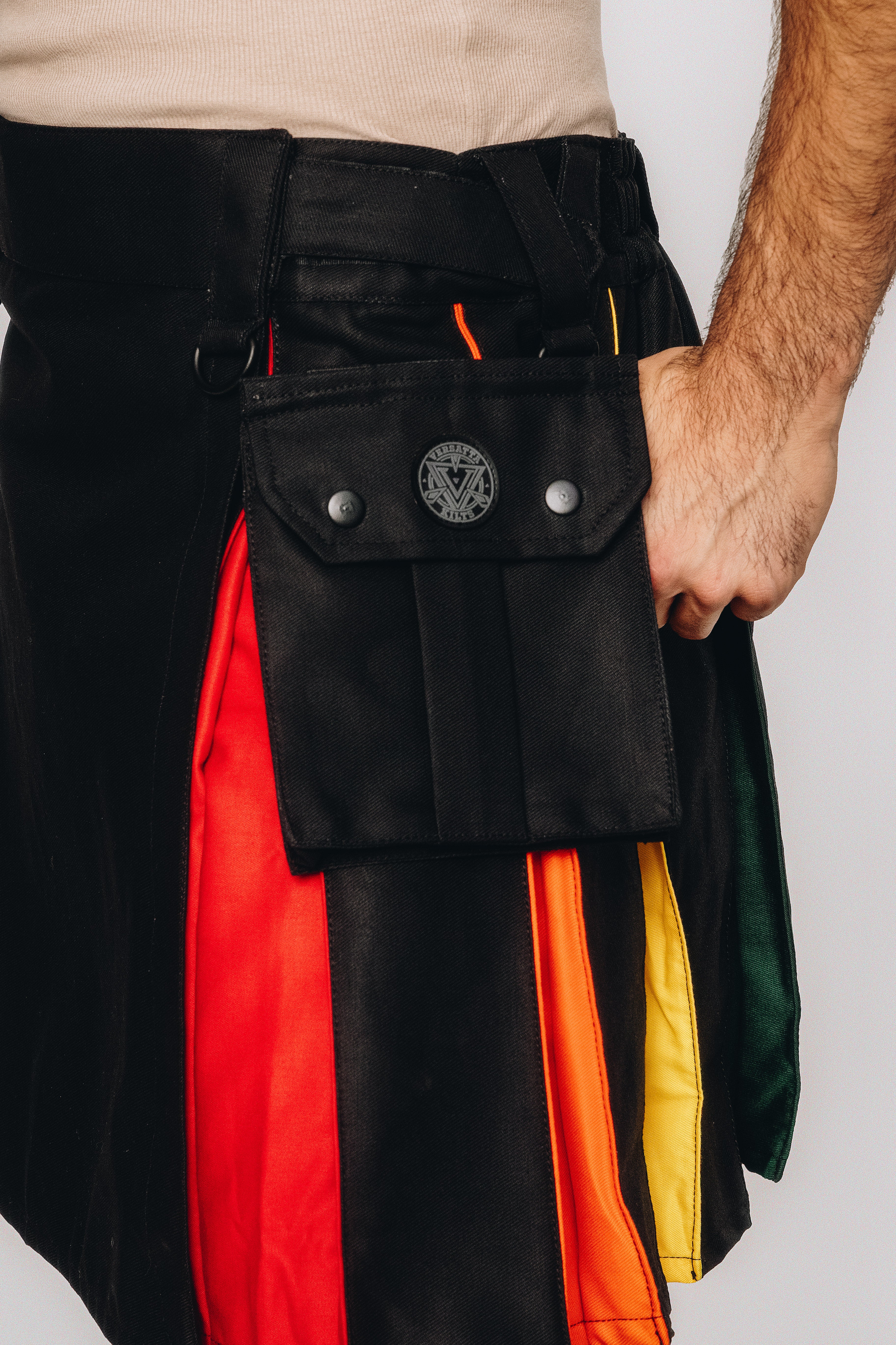 Versatta Knee-Length Rainbow Pride Hybrid Cargo Kilt - 19"