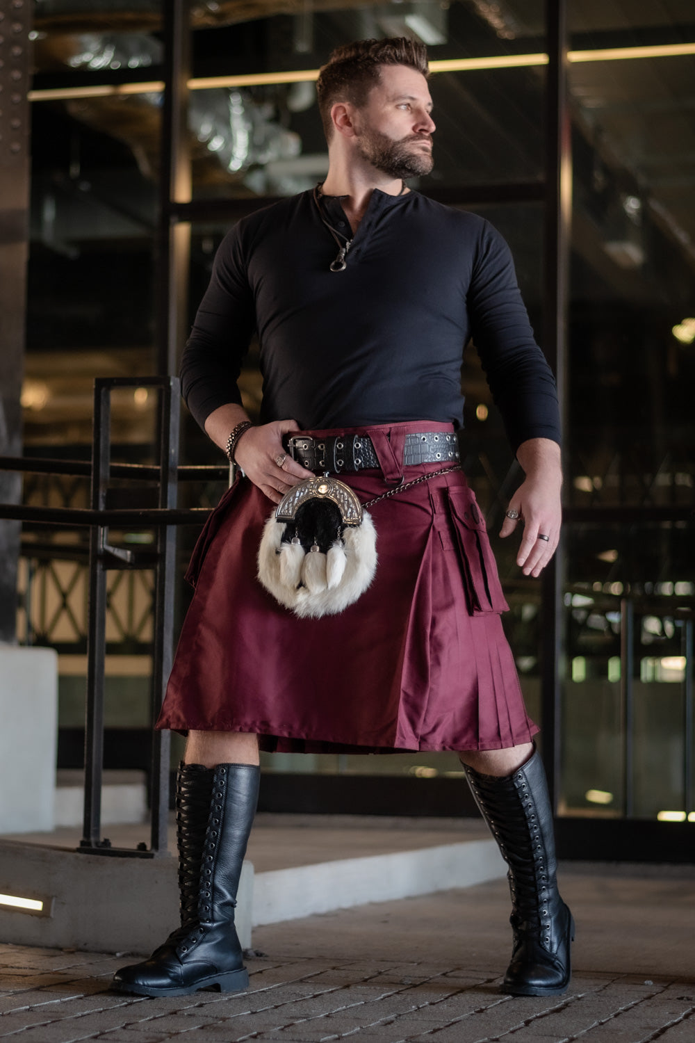 Versatta Cargo Kilt - Burgundy