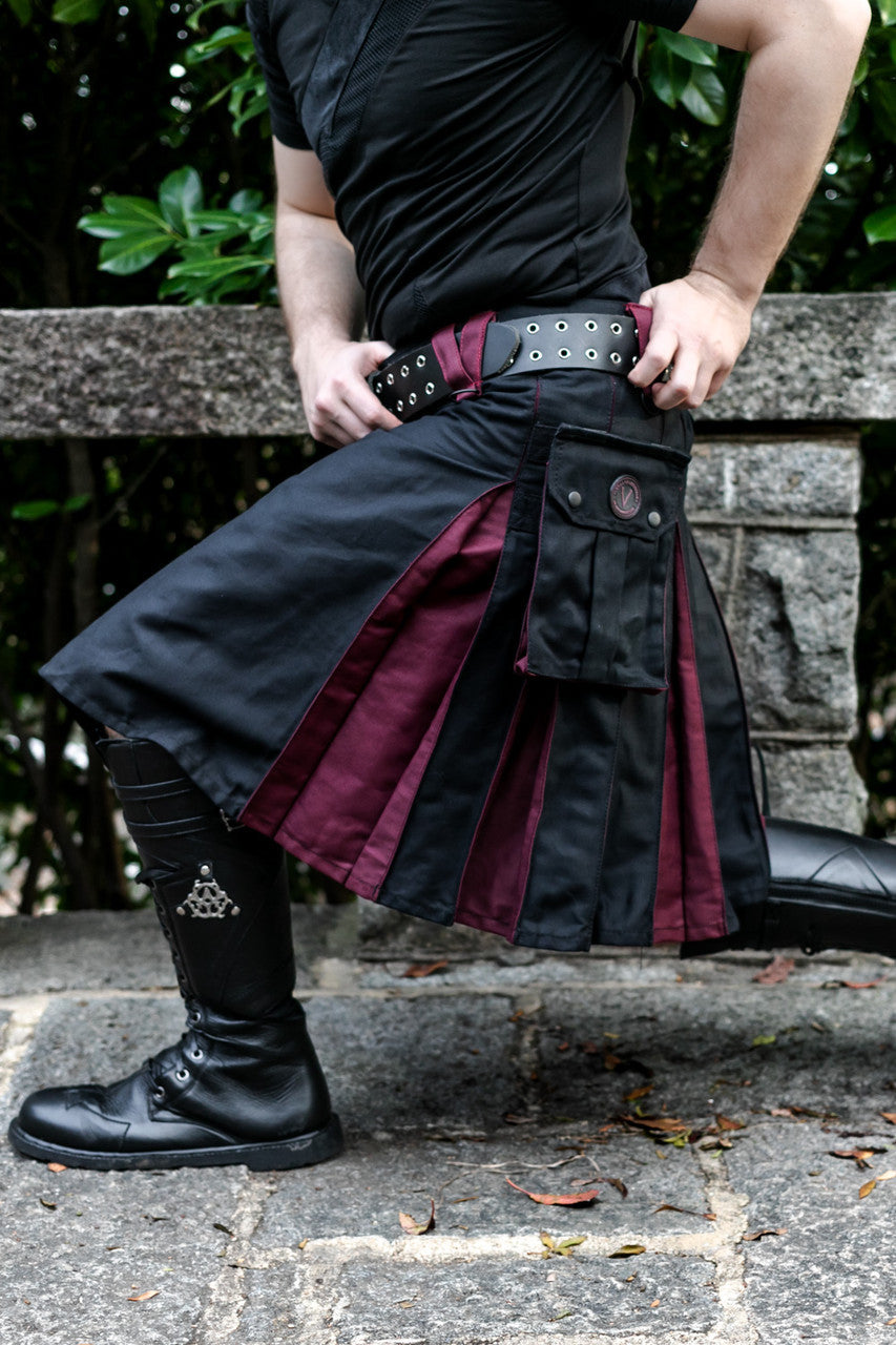 Versatta Big & Tall Hybrid Cargo Kilt - Burgundy