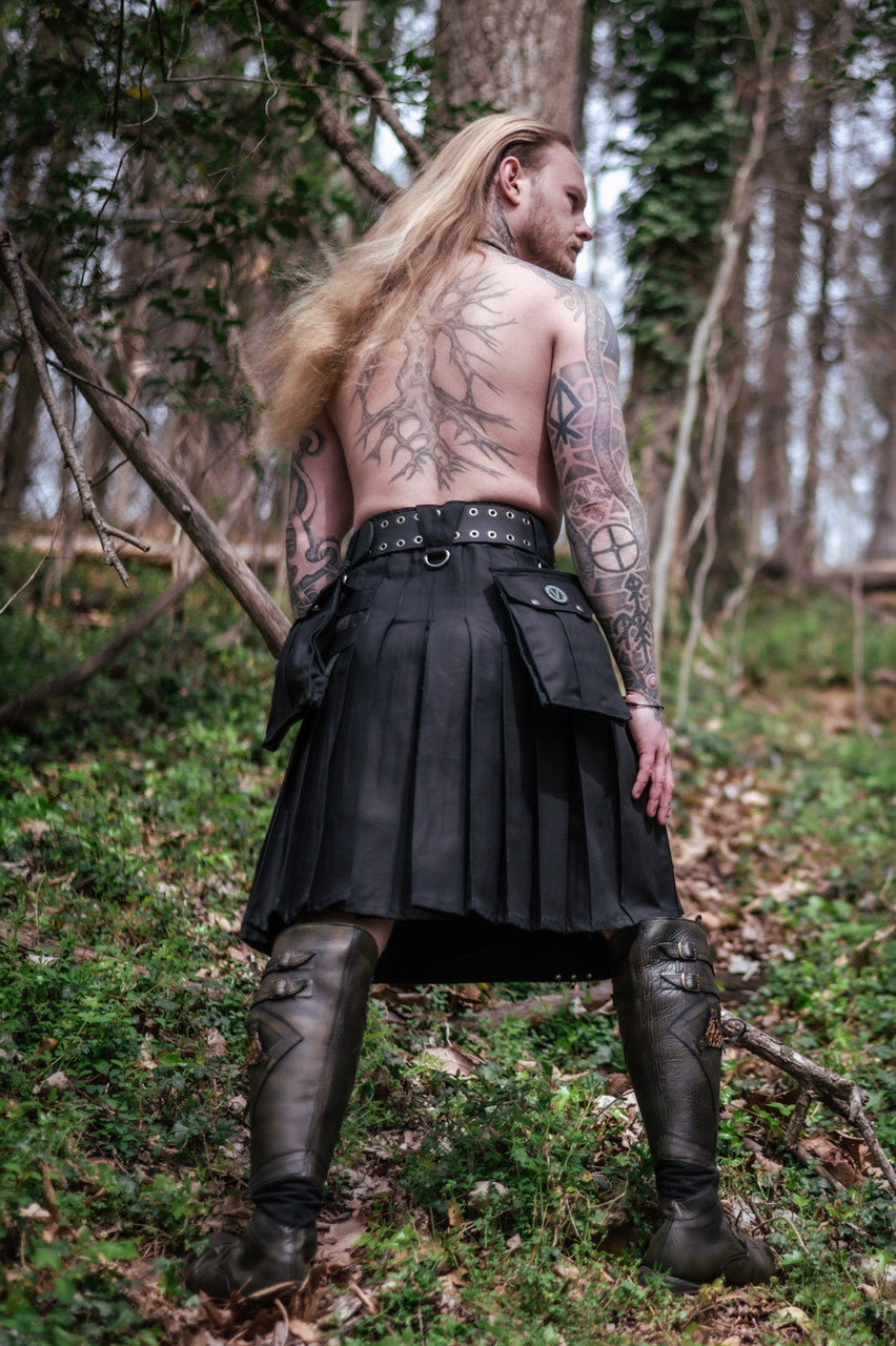 Versatta Gothic Cargo Kilt - Black