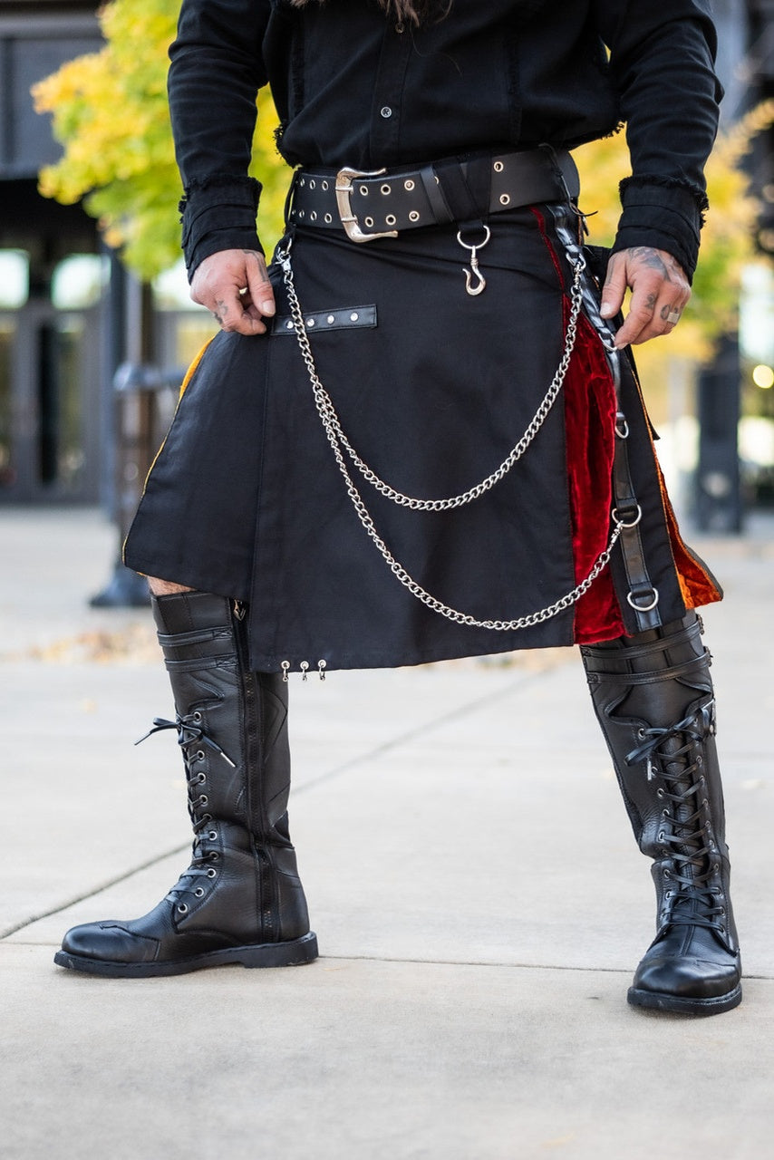 Versatta Gothic Velvet Cargo Kilt - Rainbow Pride
