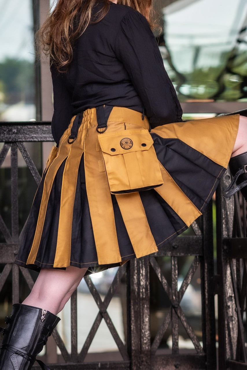 Versatta Knee-Length Hybrid Cargo Kilt - Gold/Black