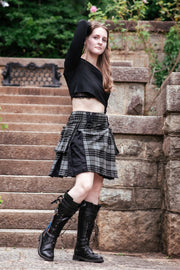 Versatta Knee-Length Inverted Tartan Hybrid Cargo Kilt - Wintergrey