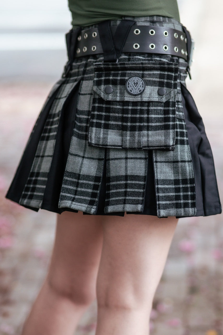 Versatta Mini Inverted Tartan Hybrid Cargo Kilt - Wintergrey