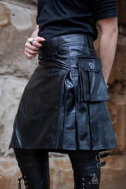 Versatta Leather Cargo Kilt - Black