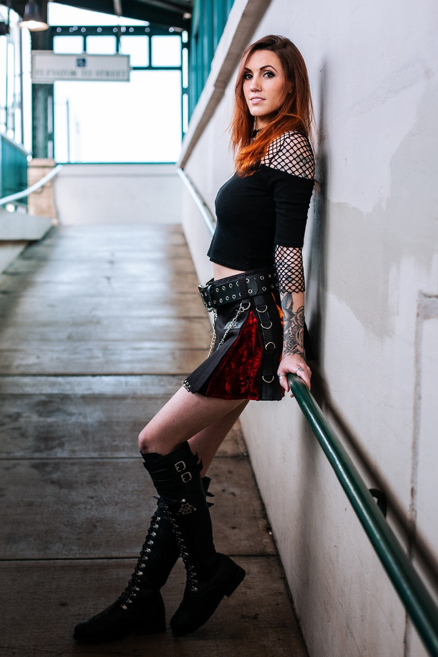 Versatta Mini Gothic Velvet Cargo Kilt - Rainbow Pride