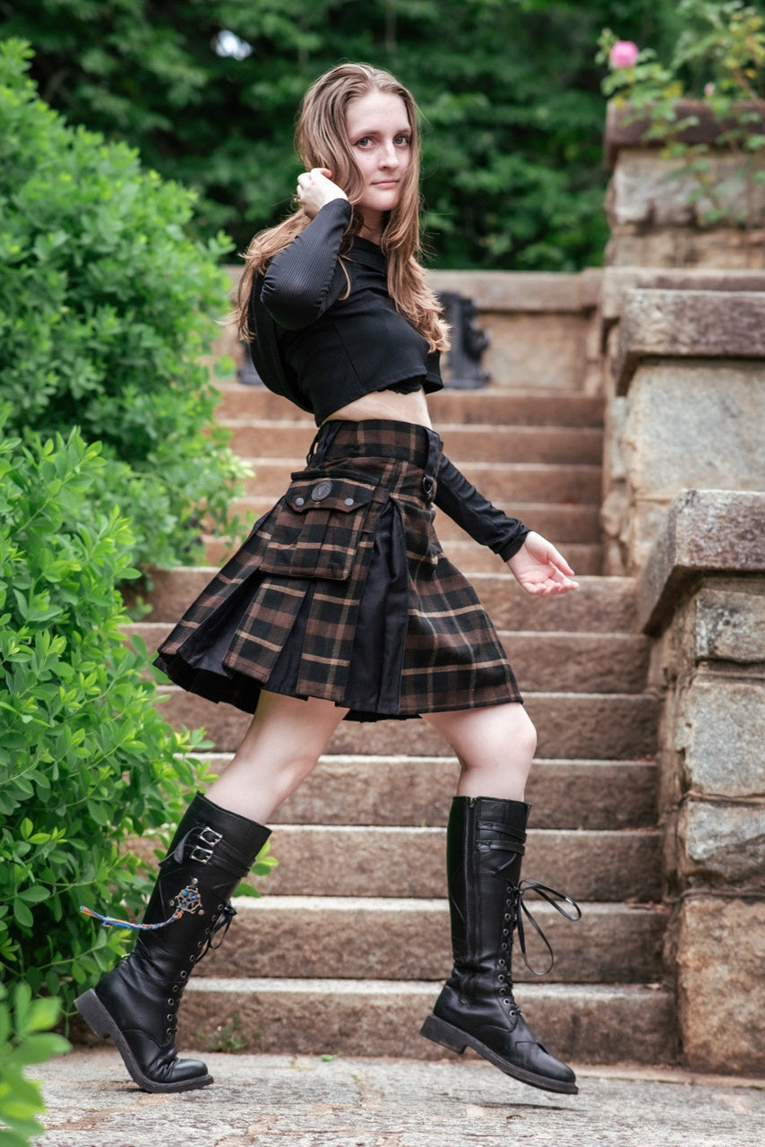 Versatta Knee-Length Inverted Tartan Hybrid Cargo Kilt - Brandybuck