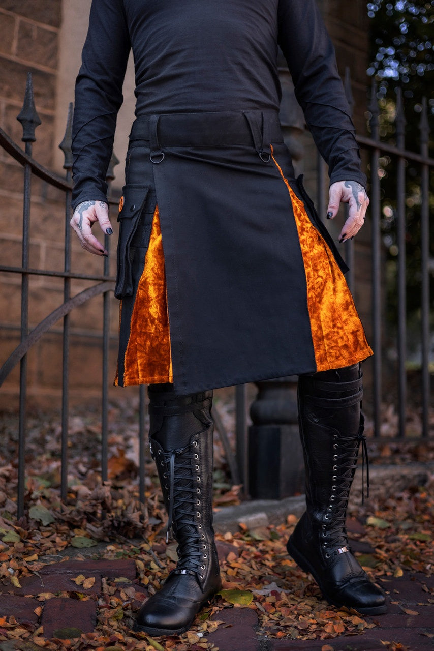 Versatta Velvet Hybrid Cargo Kilt - Emberglow